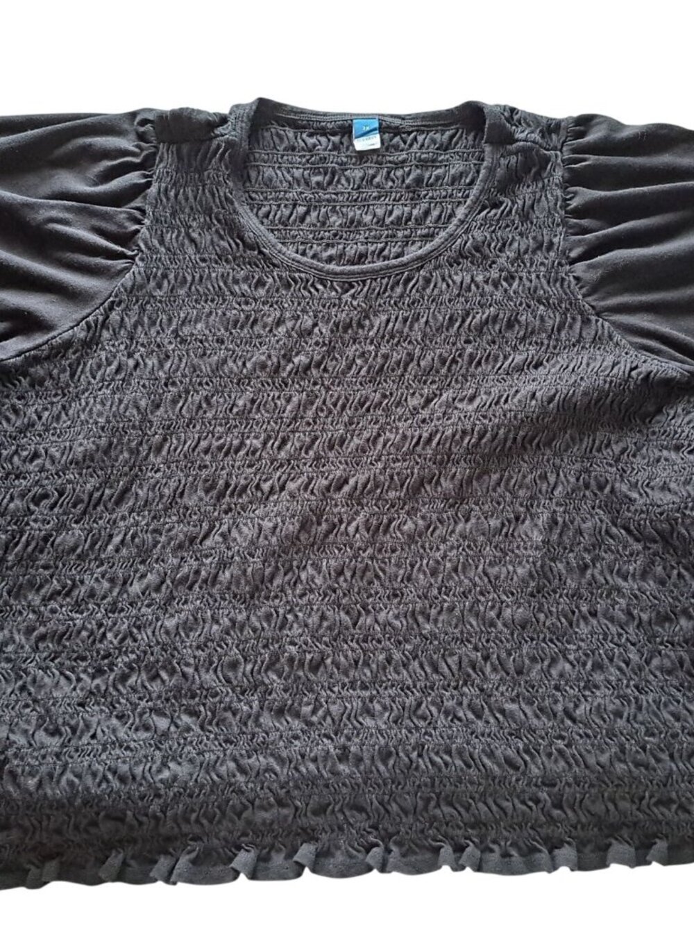 Old Navy 3XL Women's Plus Size Black Smocked Top With Short Ruched Sleeves - Picture 1 of 7